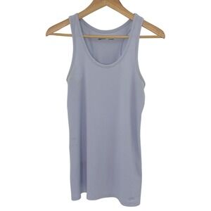 Under Armour HeatGear Ribbed Tank Top Blue Athletic Racerback Womens L Flaw
